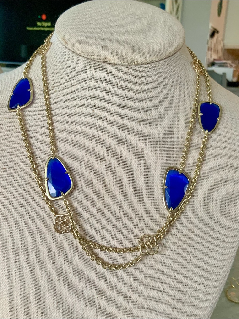 Kendra Scott Kinley Gold Layered Necklace with Cobalt Blue Stones